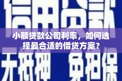 普洱小额贷款公司利率，如何选择最合适的借贷方案？