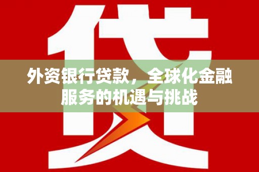 普洱外资银行贷款，全球化金融服务的机遇与挑战